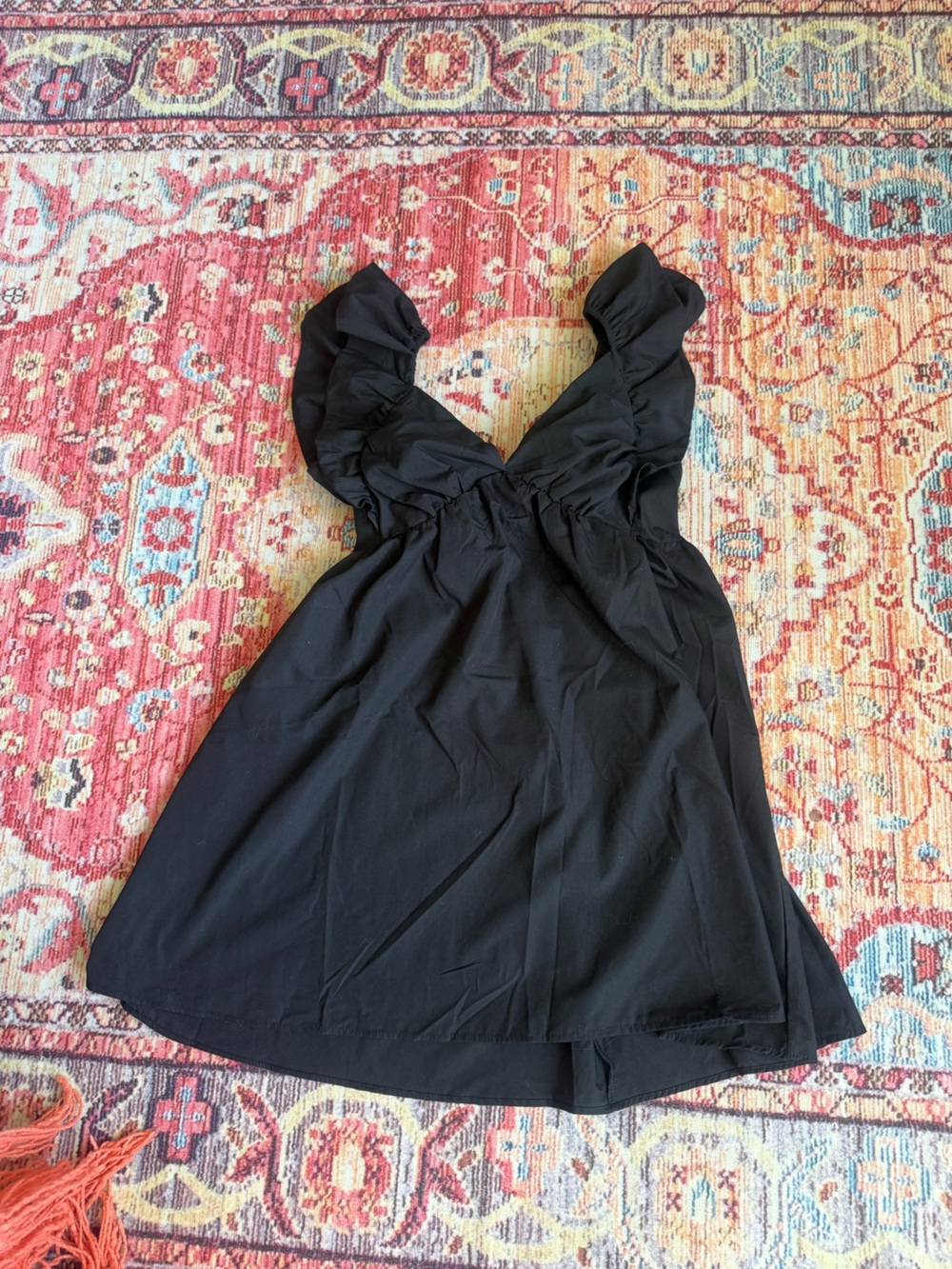 Black Ruffled Strap Dress